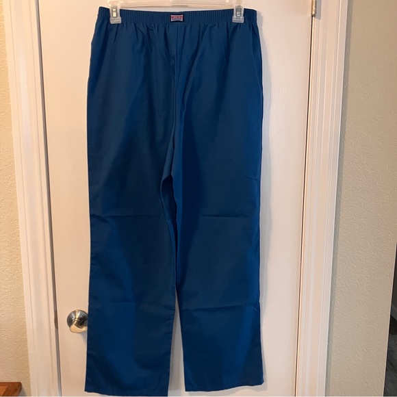 Cherokee workwear scrub pants, elastic waist, Size M. Caribbean Blue - Picture 2 of 8